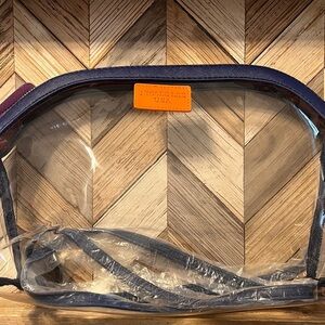 Nicole Lee Transparent Bag with Navy Trim and Shoulder Strap NWT